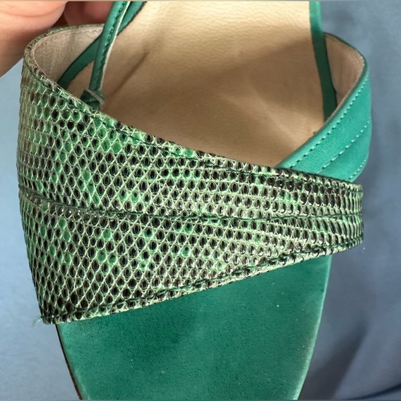 Casadei Teal Lizard skin/ leather open toe strappy heels - Picture 9 of 10